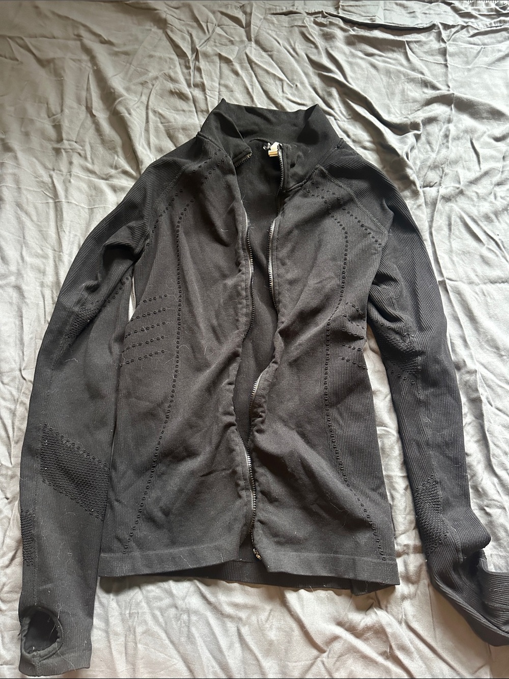 Fabletics Black Seamless Zip-Up Jacket